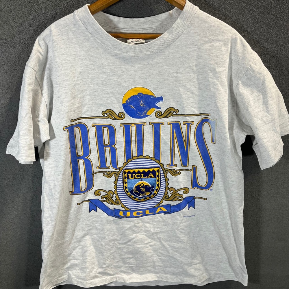 Vintage Nutmeg Mills UCLA Bruins T-Shirt Mens XL Gray Made in USA NCAA Graphic